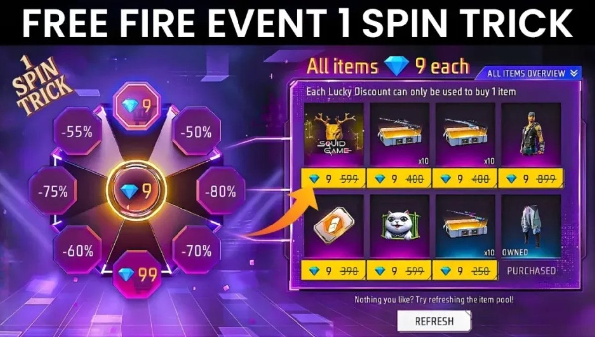 Free Fire Event 1 Spin Trick