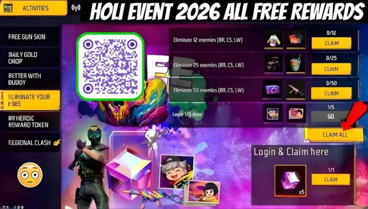 Free Fire Holi Reward QR Code